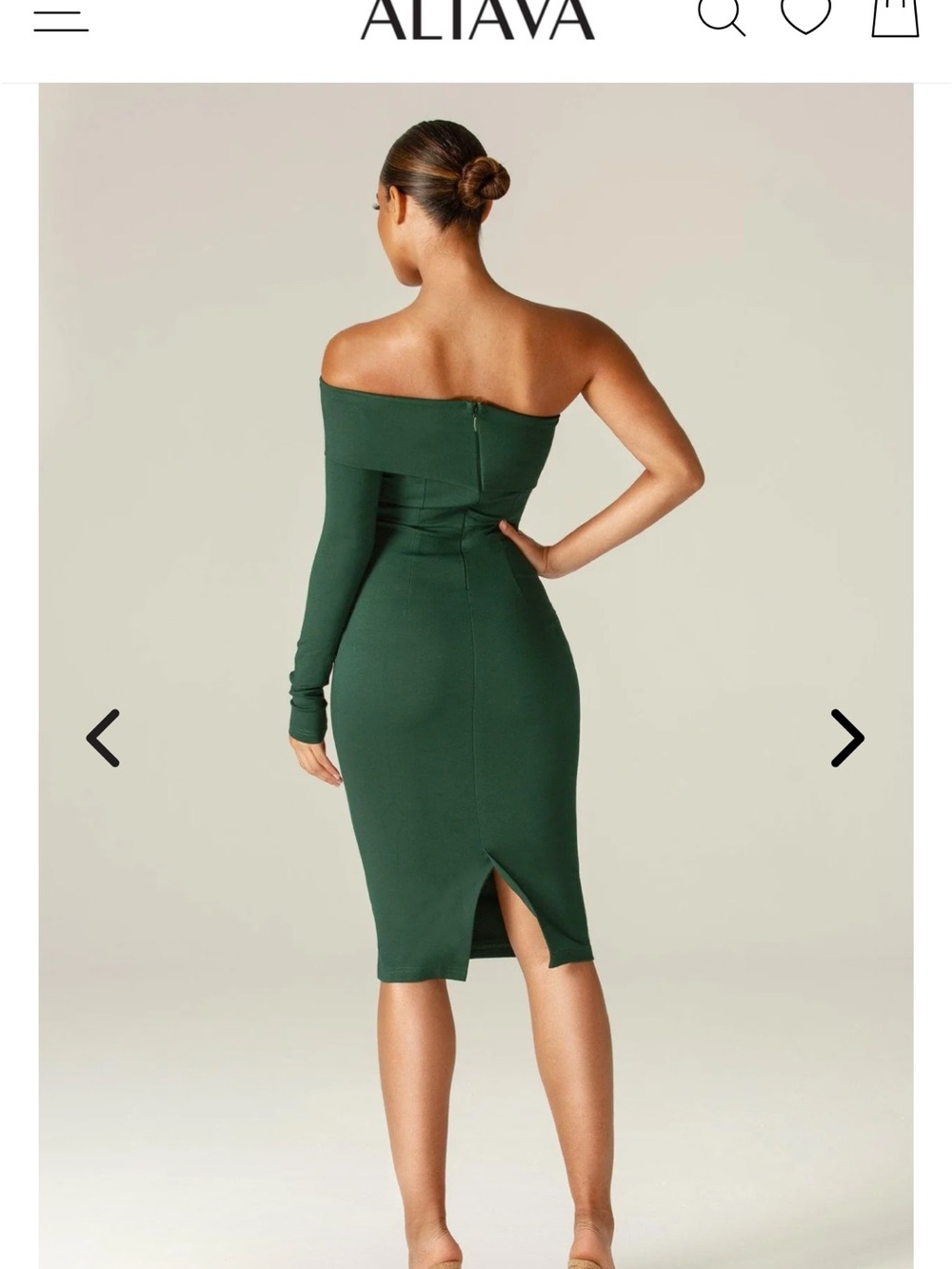 NWT Aliava Rita Women’s One-Shoulder Long Sleeve Emerald Green Dress - Picture 5 of 6